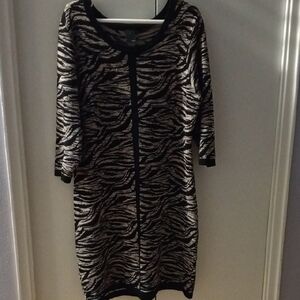 Gabby Skye Zebra Pattern Long Sleeve Dress